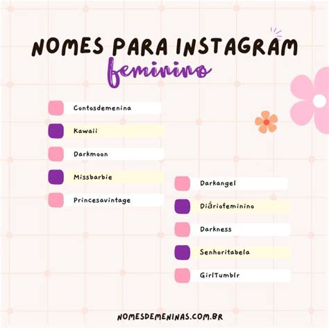 nomes para instagram de cria feminino|120 nomes de cria para Instagram